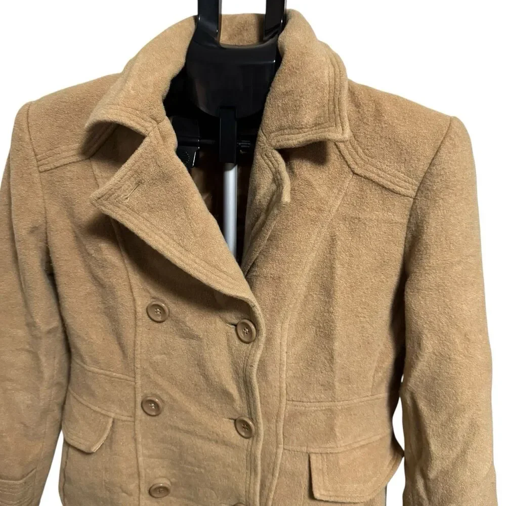 ST. JOHN’S BAY Vintage Wool Peacoat double-breasted Lined‎ Coat Brown Sz Small